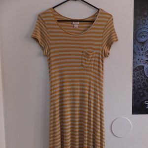 Grey and yellow striped dress